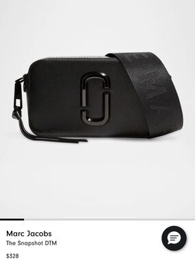 Marc Jacobs Black Snapshot Camera Crossbody with Wide Logo Strap